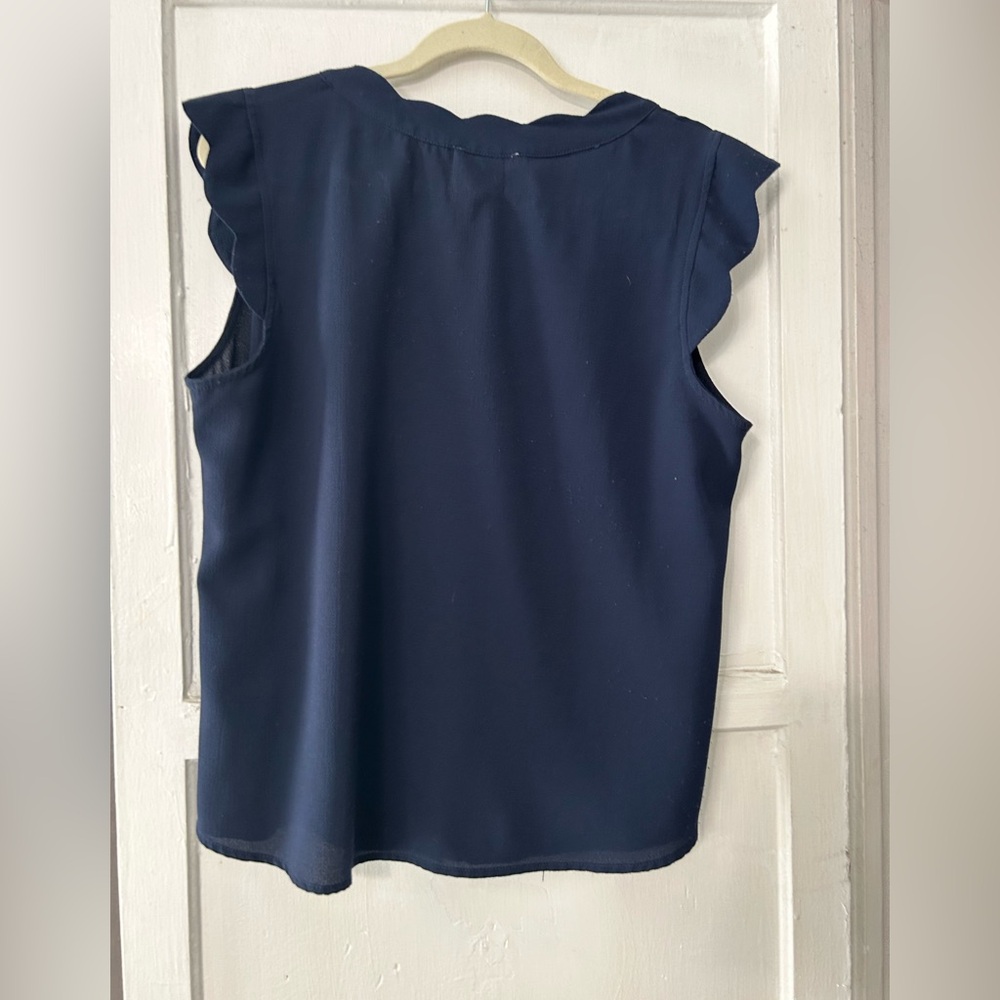 Navy Blue Ruffle Sleeve Top - Picture 3 of 3